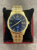 Citizen 112-s093821 Gold tone with Blue Dial 8 inch Wrist 