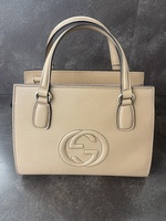 Gucci Beige Leather Soho 2way Handbag 607722 213317 No Strap Signs of Wear 