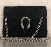 Gucci Dionysus GG Black Velvet Chain Wallet
