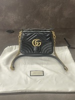 Gucci GG Marmont Small Top Handle Bag Black Leather - Good Condition