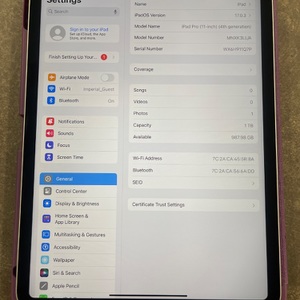 Apple A2759 MNXK3LL/A IPAD PRO 11 INCH 4 GEN 1TB SPACE GREY
