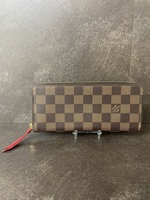 Louis Vuitton Damier Ebene Clemence Wallet Cherry Red Interior