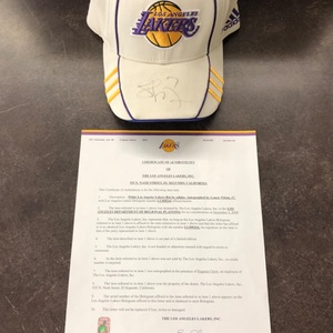 White Los Angeles Lakers Hat by Adidas – Autographed by Lamar Odom (#7) – W/ COA