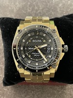 Bulova Men’s Precisionist Diamond Accent Quartz Watch 98D156 – Gold Tone, 46mm