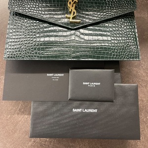 YSL Saint Laurent Uptown Pouch CROCODILE-EMBOSSED 10.6 x 6.2 x 0.7 INCHES