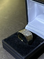  Yellow Gold Diamond Column Men's Ring 