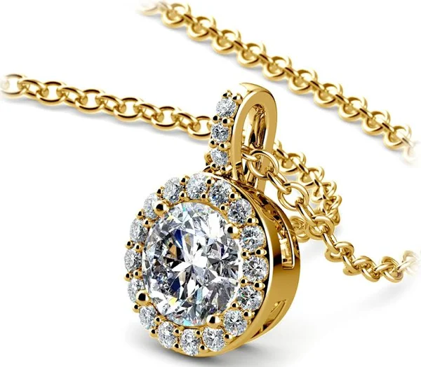  14K Yellow Gold Diamond Halo Pendant 