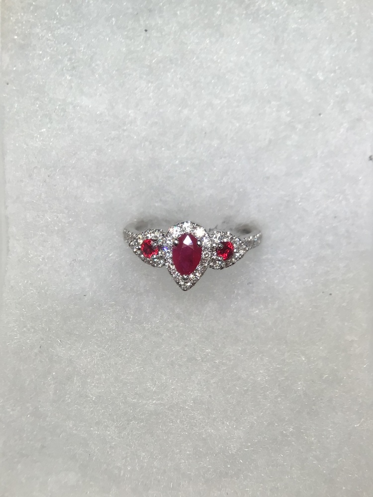  NEW 14k Red Diamond with Rubys WG Ring