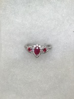  NEW 14k Red Diamond with Rubys WG Ring