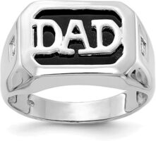 14k White Gold Diamond Men's DAD Ring Band