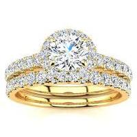  NEW 14k Wedding Set w/Halo .50ctw Diamond