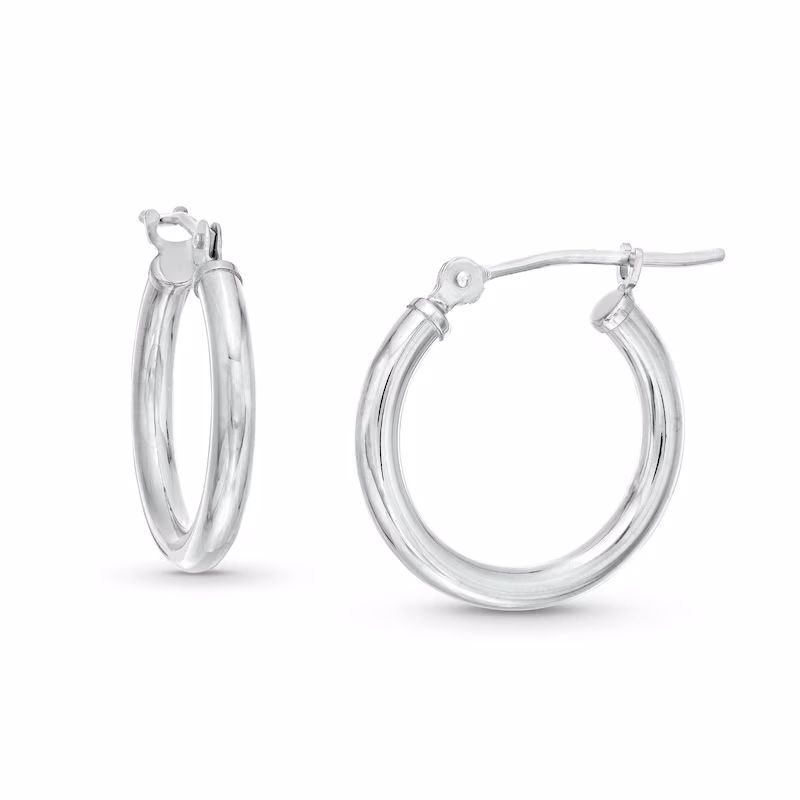 14K White Gold Hoop Earrings