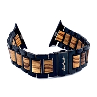 Black Stainless Steel and Zebrawood 42-44mm Apple Watch Band