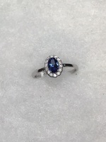  NEW 14k Sapphire and Diamond WG Ring