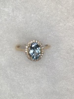  NEW 14k Aquamarine and Diamond Ring