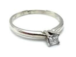  10K White Gold Solitaire Diamond Ring 
