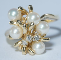 Pearl & Diamond Ring 14k Gold