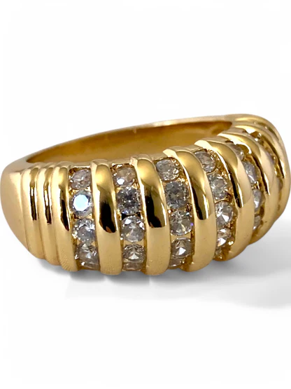 14K Yellow Gold .50ct Diamond Dome Ring