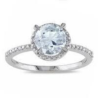  Diamond & Blue Topaz Ring 14k Gold