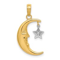  Two-Tone Half Moon with Star Moveable Charm 10k