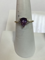  Amethyst & Diamond Ring 10k Gold