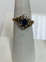 14k Gold Diamond & Sapphire Ring