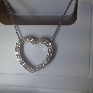  White Gold Diamond Heart Charm .50CT with Box Chain 14K