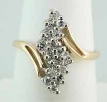 14K Yellow Gold 1ct Diamond Waterfall Ring