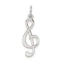  Sterling Silver Rhodium-plated Treble Clef Polished Charm
