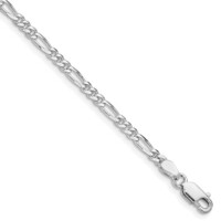  Sterling Silver Rhodium-plated 2.85mm Figaro Chain 20"