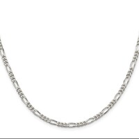  Sterling Silver Rhodium-plated 3.5mm Figaro Chain 22"