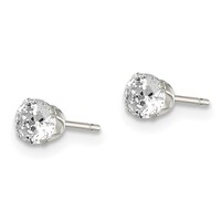  Sterling Silver 4mm Round Snap Set CZ Stud Earrings