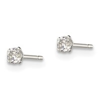  Sterling Silver Polished Children's 2.5mm Round Snap Set CZ Stud Earrings