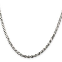  Sterling Silver Rhodium-plated 3mm Diamond-cut Rope Chain 22"