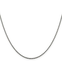  Sterling Silver Rhodium-plated 1.5mm Diamond-cut Rope Chain 20"