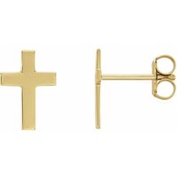  10K Yellow Gold Cross Stud Earrings 