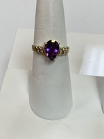  Amethyst & Diamond Ring 14k Gold