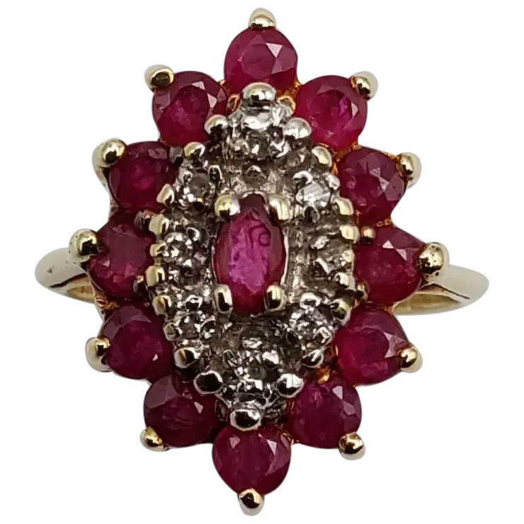 Ruby & Diamond Ring 14k Gold 