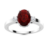 14K White Gold Garnet and Diamond Ring 