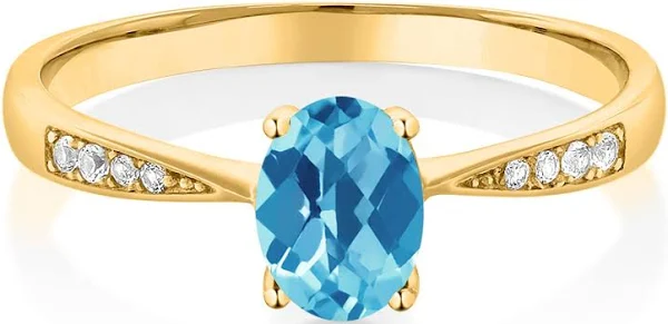  New 10K Yellow Gold Topaz and Diamond Ring 