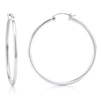  10K White Gold Hoop Earrings
