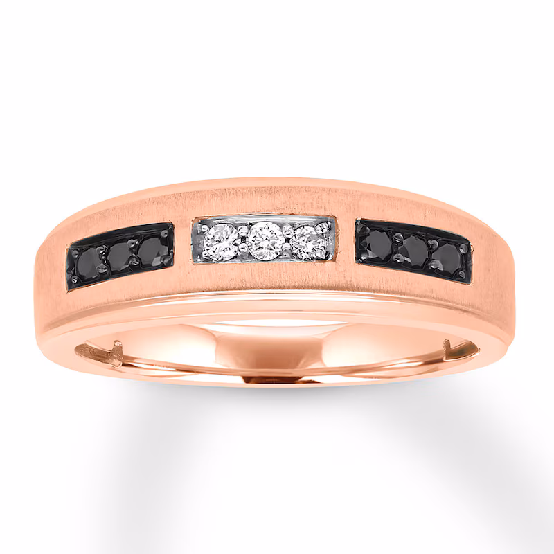  10K Rose Gold Diamond Mens Band  