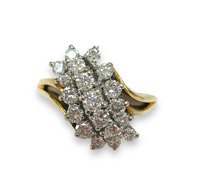  10K Yellow Gold Cluster Ring Size 10