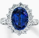  14K White Gold Sapphire with Diamond Halo Ring Size 6