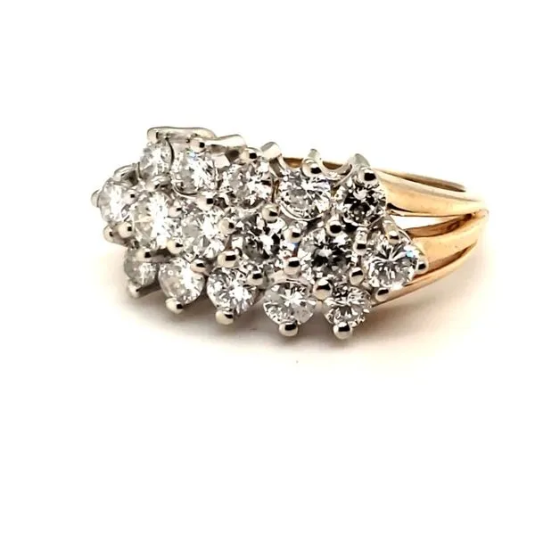 14K Yellow Gold Cluster Diamond Ring 