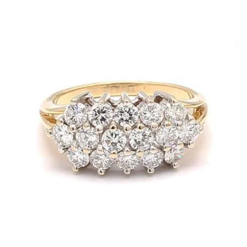 14K Yellow Gold Cluster Diamond Ring 