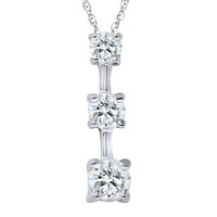  10K White Gold Triple Diamond Pendant on a 14K White Gold Chain
