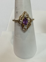 Amethyst & Diamond Ring 14k Gold