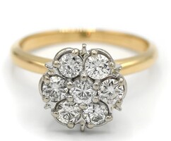  14K Yellow Gold Diamond Cluster Ring Size 7