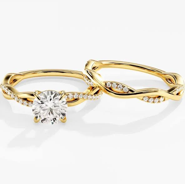  New 14K Twisted Design Wedding Set 